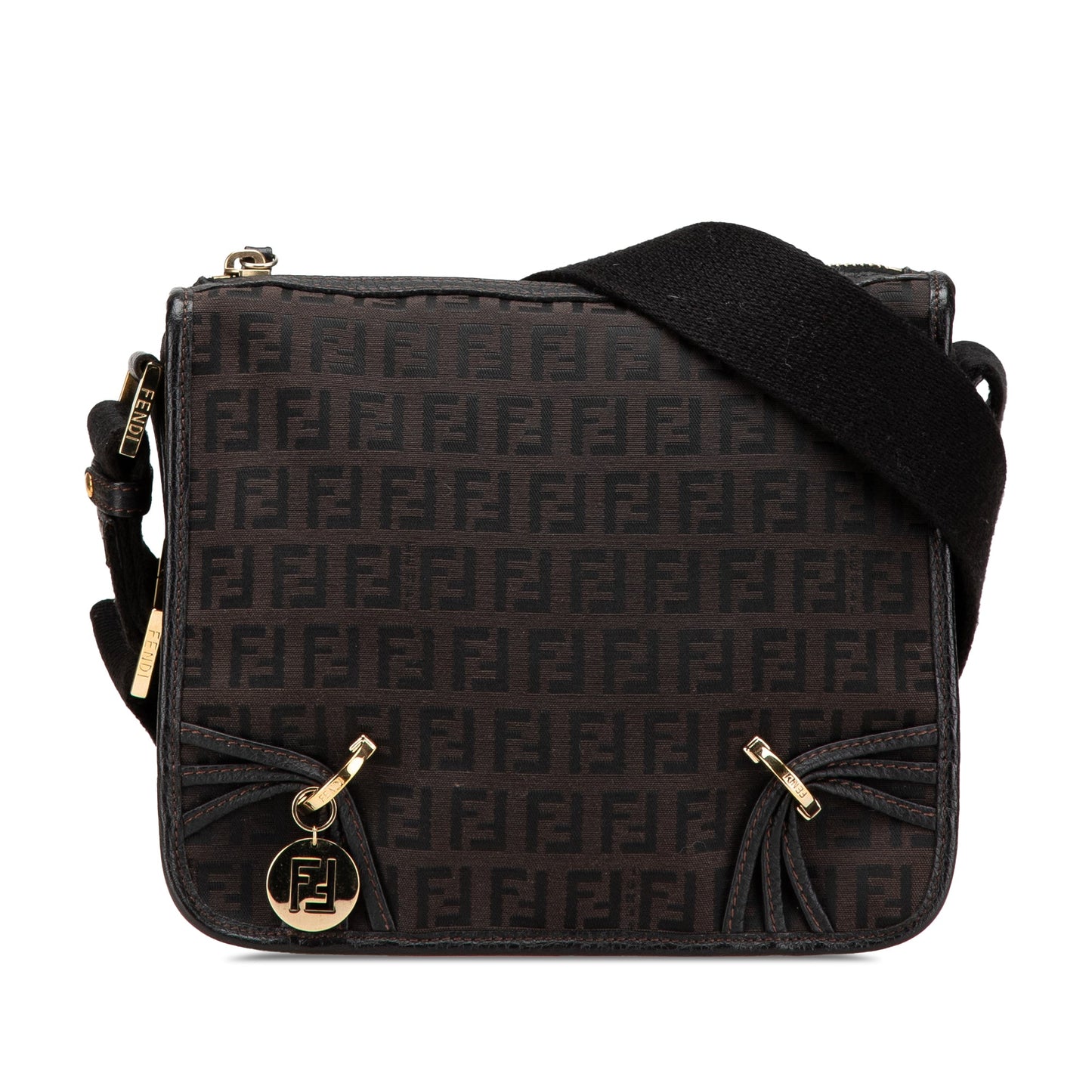 Fendi Small Zucchino Canvas F Charm Crossbody
