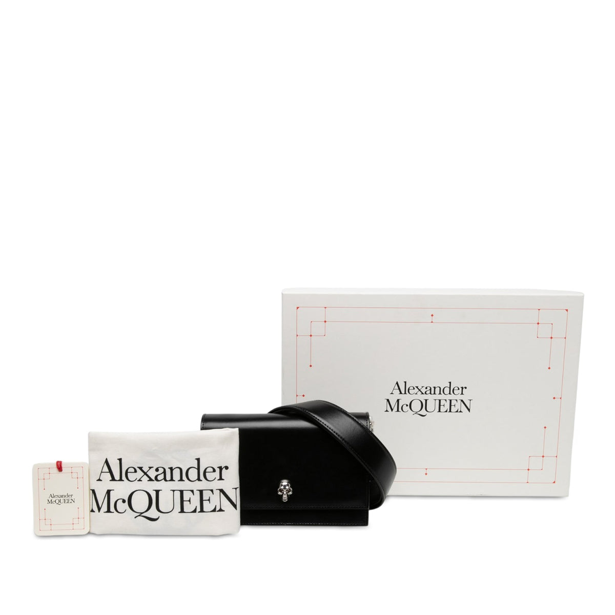 Alexander McQueen Leather Biker Skull Shoulder Bag — Black