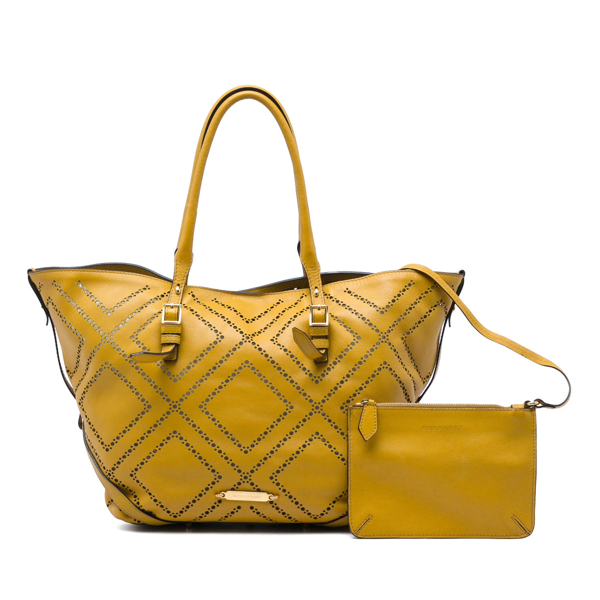 Burberry Medium Perforated Leather Salisbury Tote — Yellow