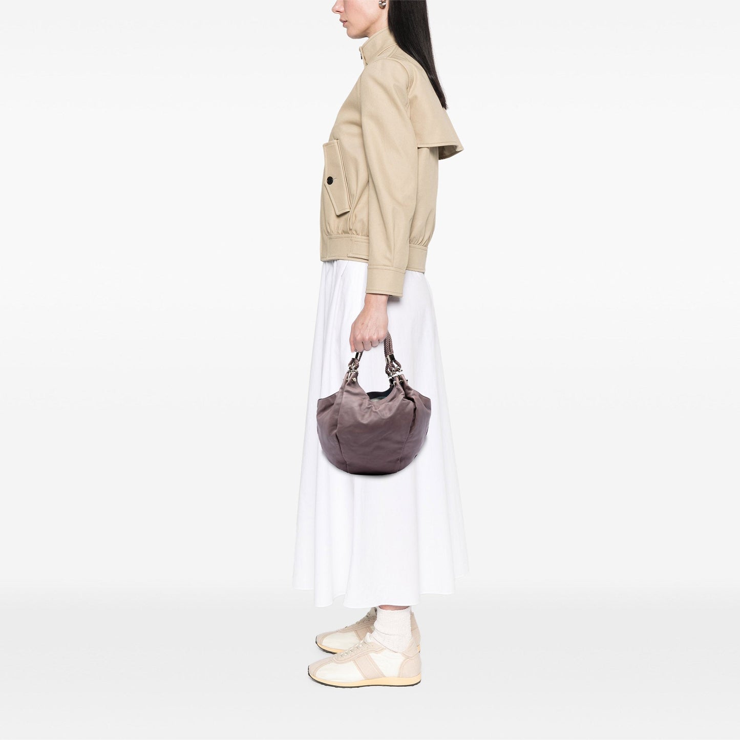 Leather Braided Handle Hobo