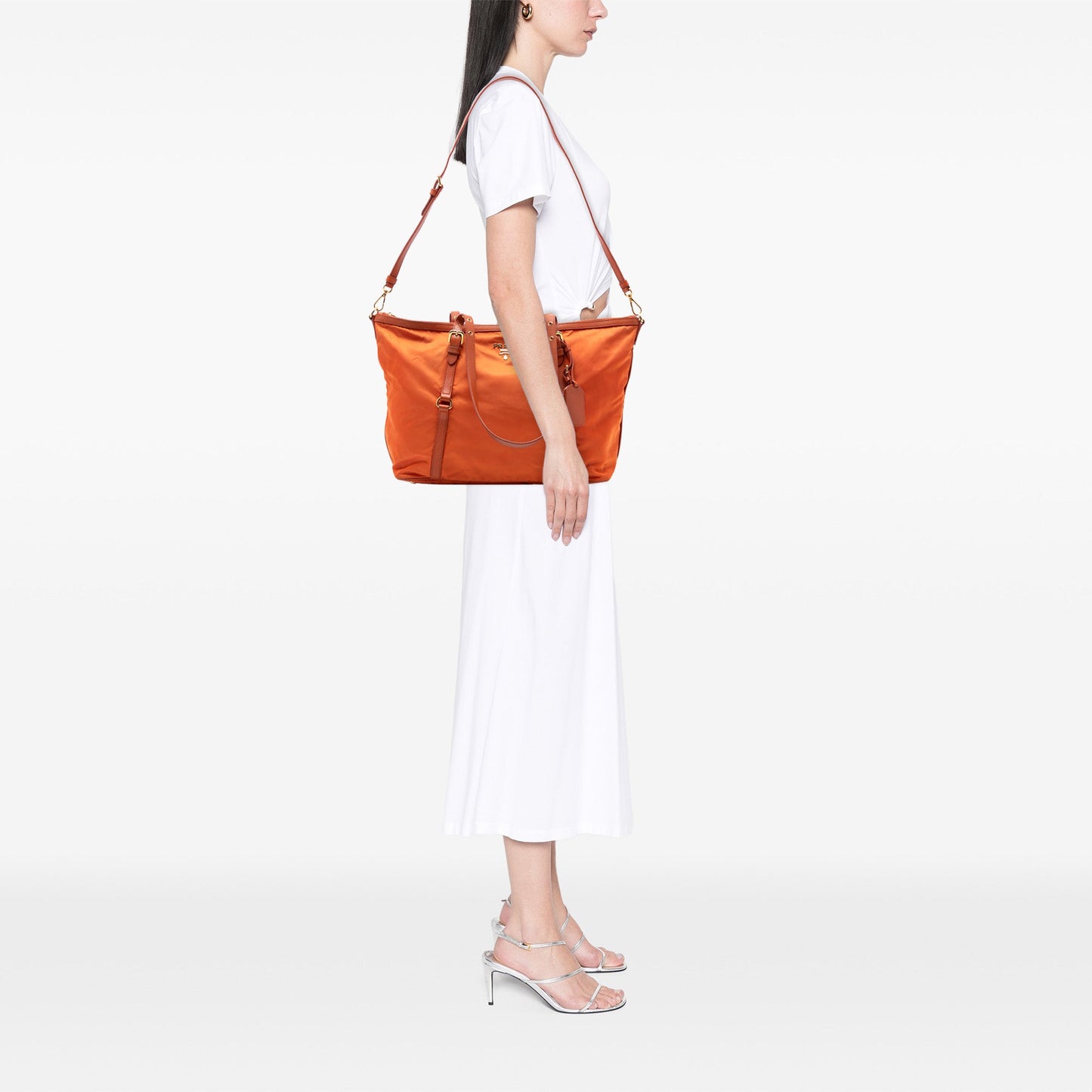 Prada Saffiano Trimmed Tessuto Satchel