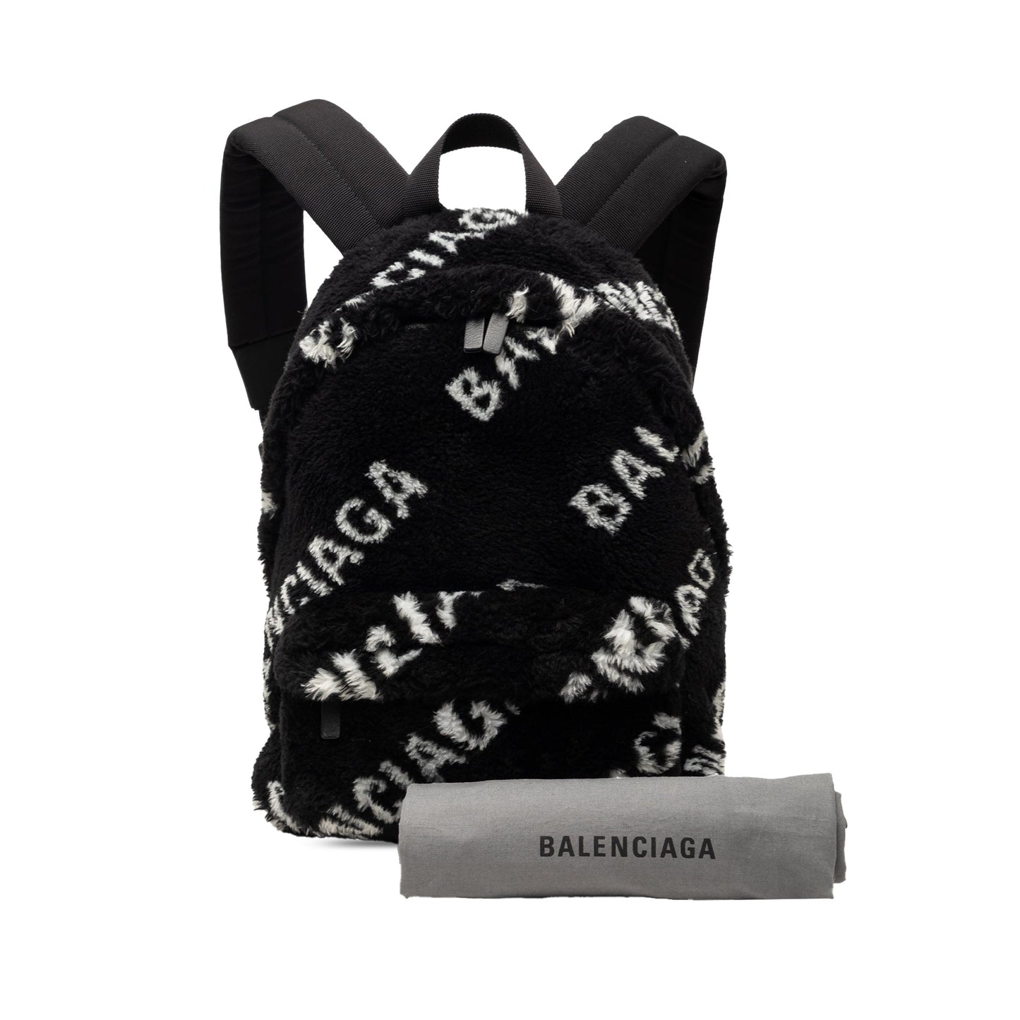 Balenciaga Small Faux Fur Diagonal Logo Everyday Backpack