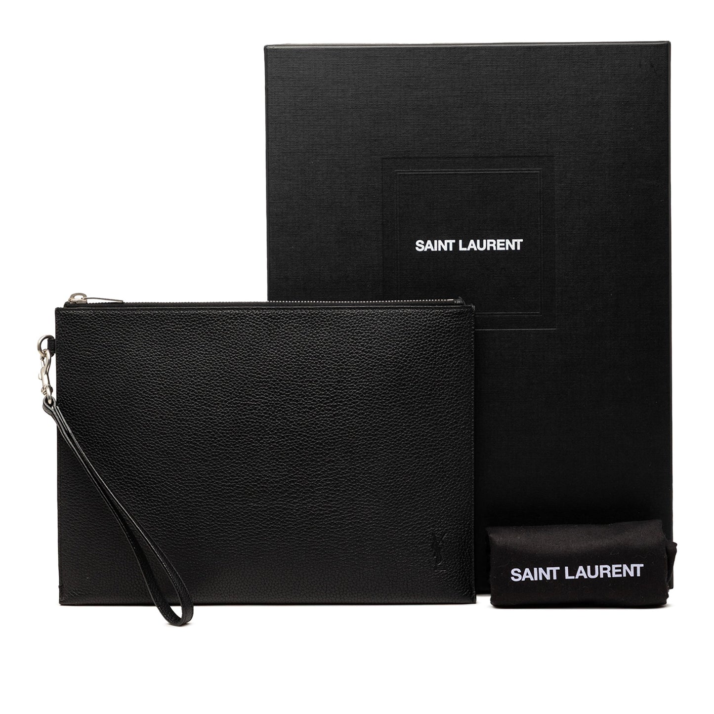 Saint Laurent Grained Calfskin Monogram Clutch