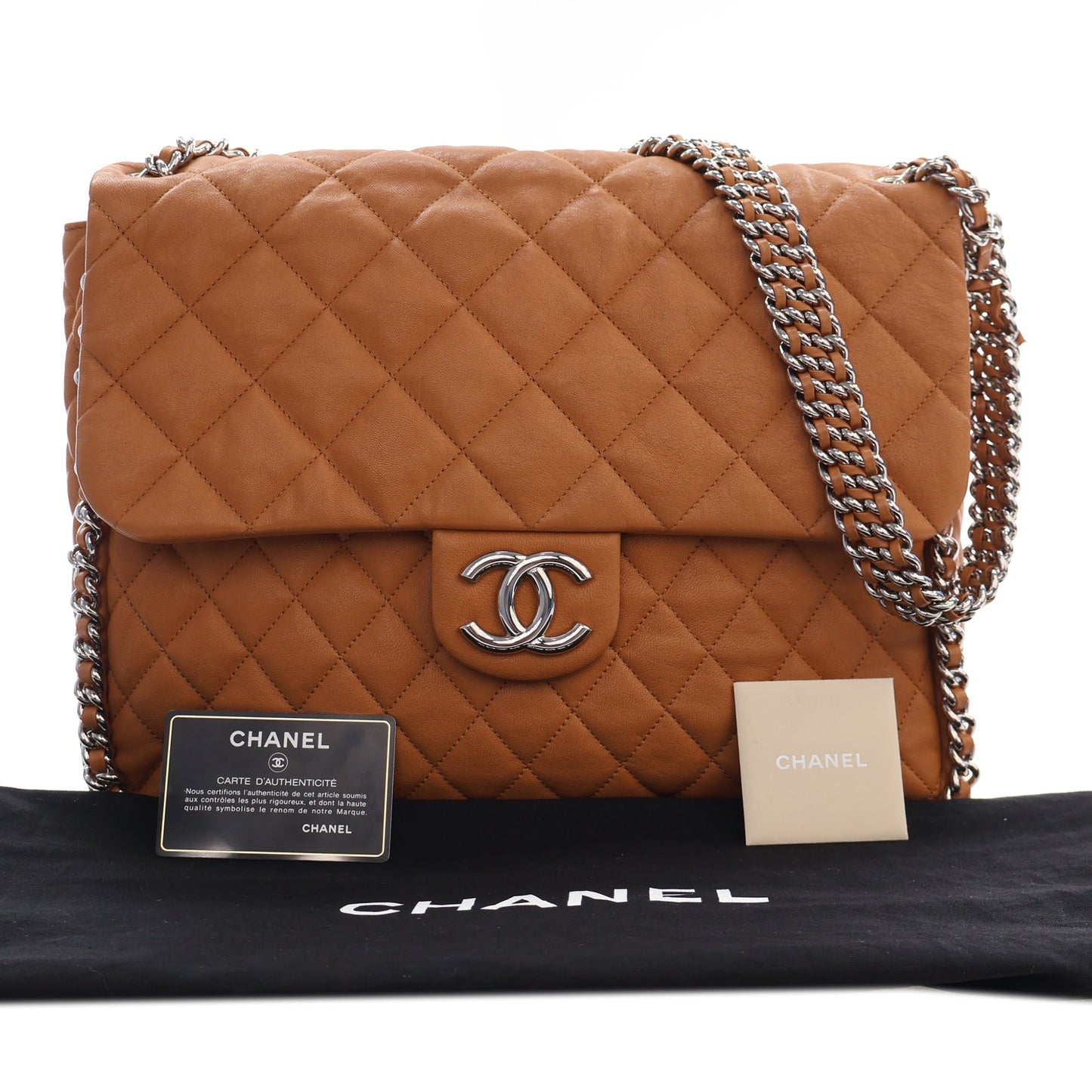 Chanel Maxi Quilted Washed Lambskin Chain Around Flap