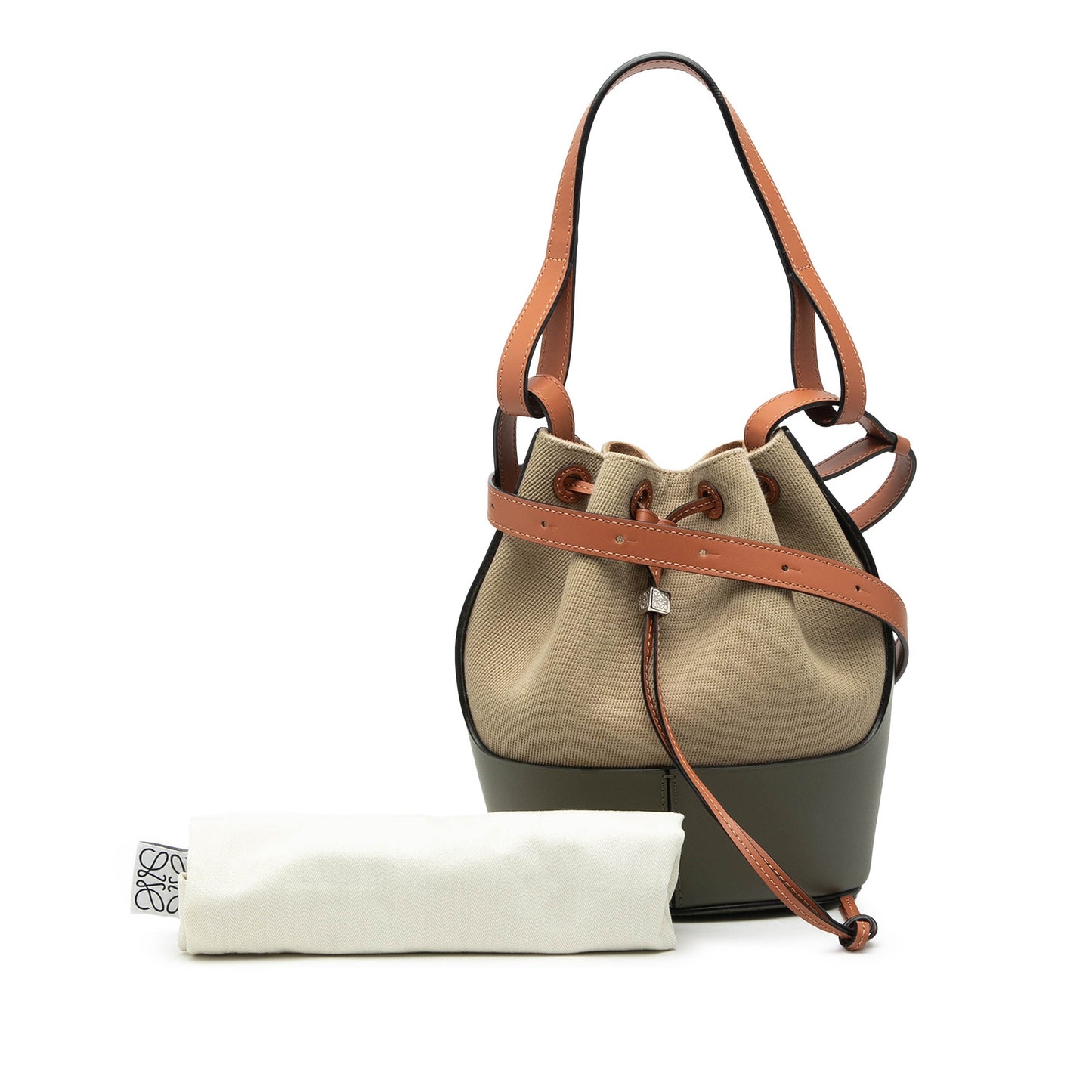 LOEWE Small Canvas and Leather Balloon Bucket Bag