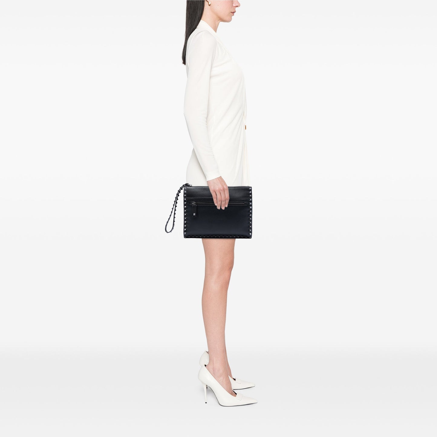 Valentino Leather Rockstud Clutch