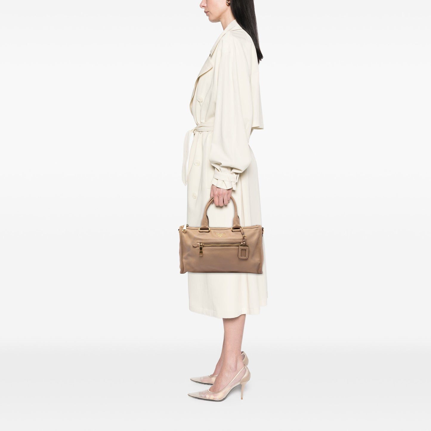 Prada Vitello Daino Zip Top Satchel
