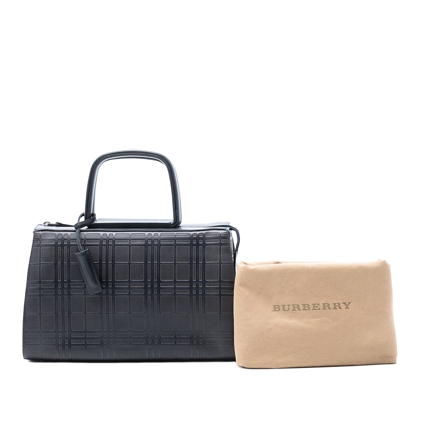 Burberry House Check Embossed Leather Handbag