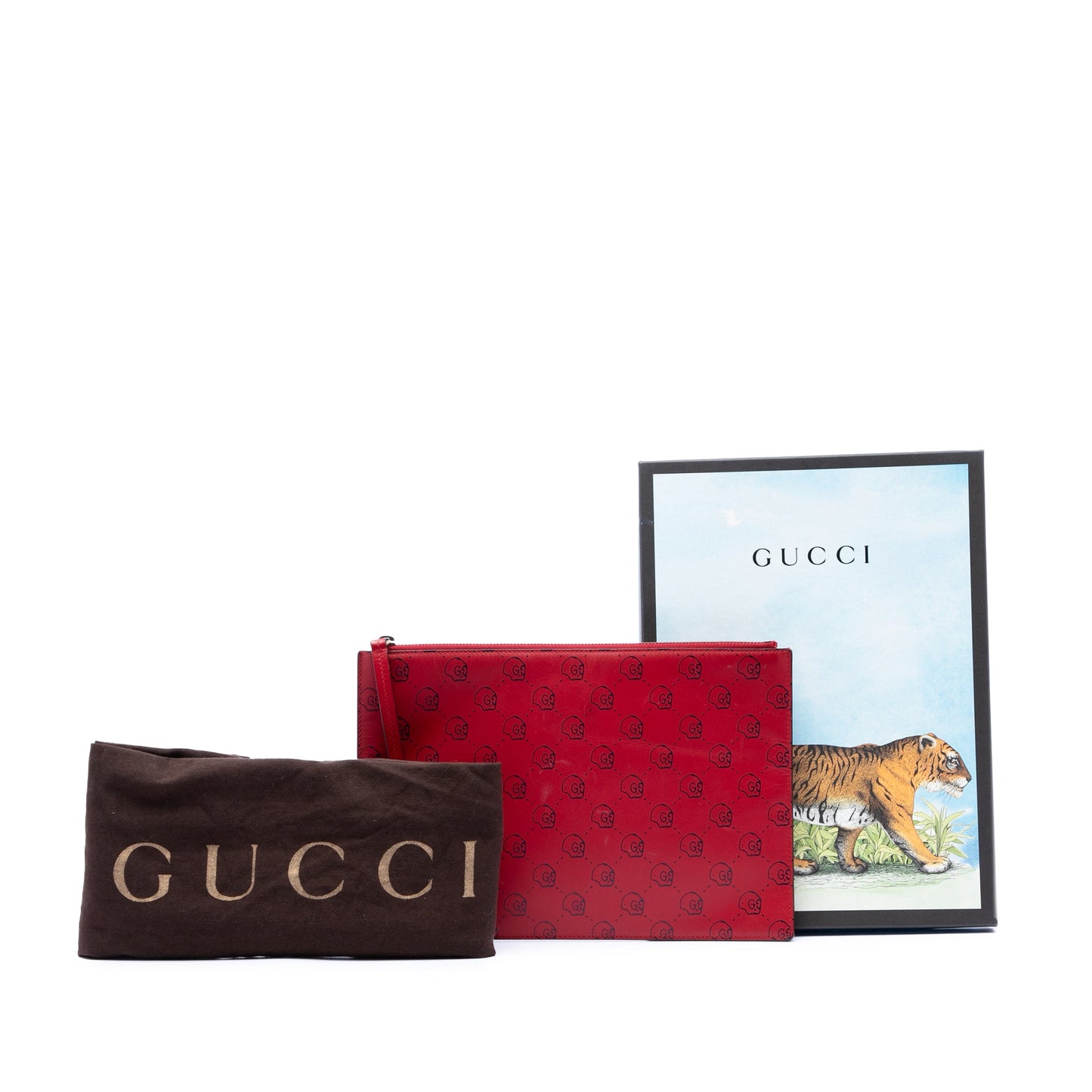 Gucci Calfskin Ghost Hamlet Skull Zip Pouch