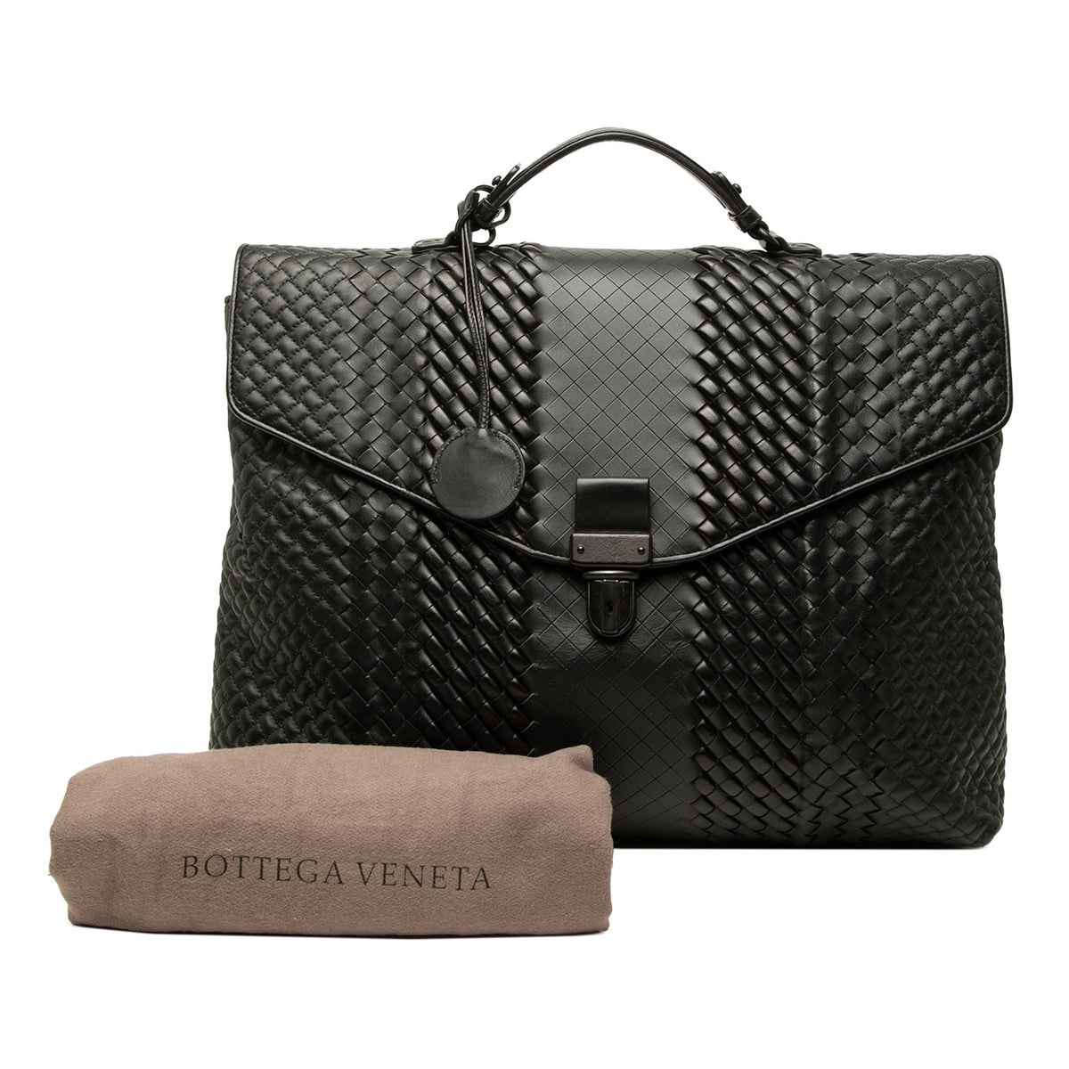 Bottega Veneta Nappa Intrecciato Briefcase — Black