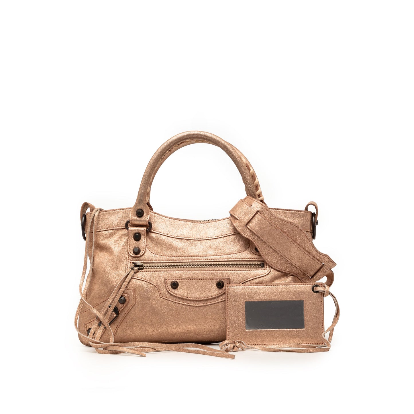 Balenciaga Metallic Craquele Suede Motocross Classic First Satchel