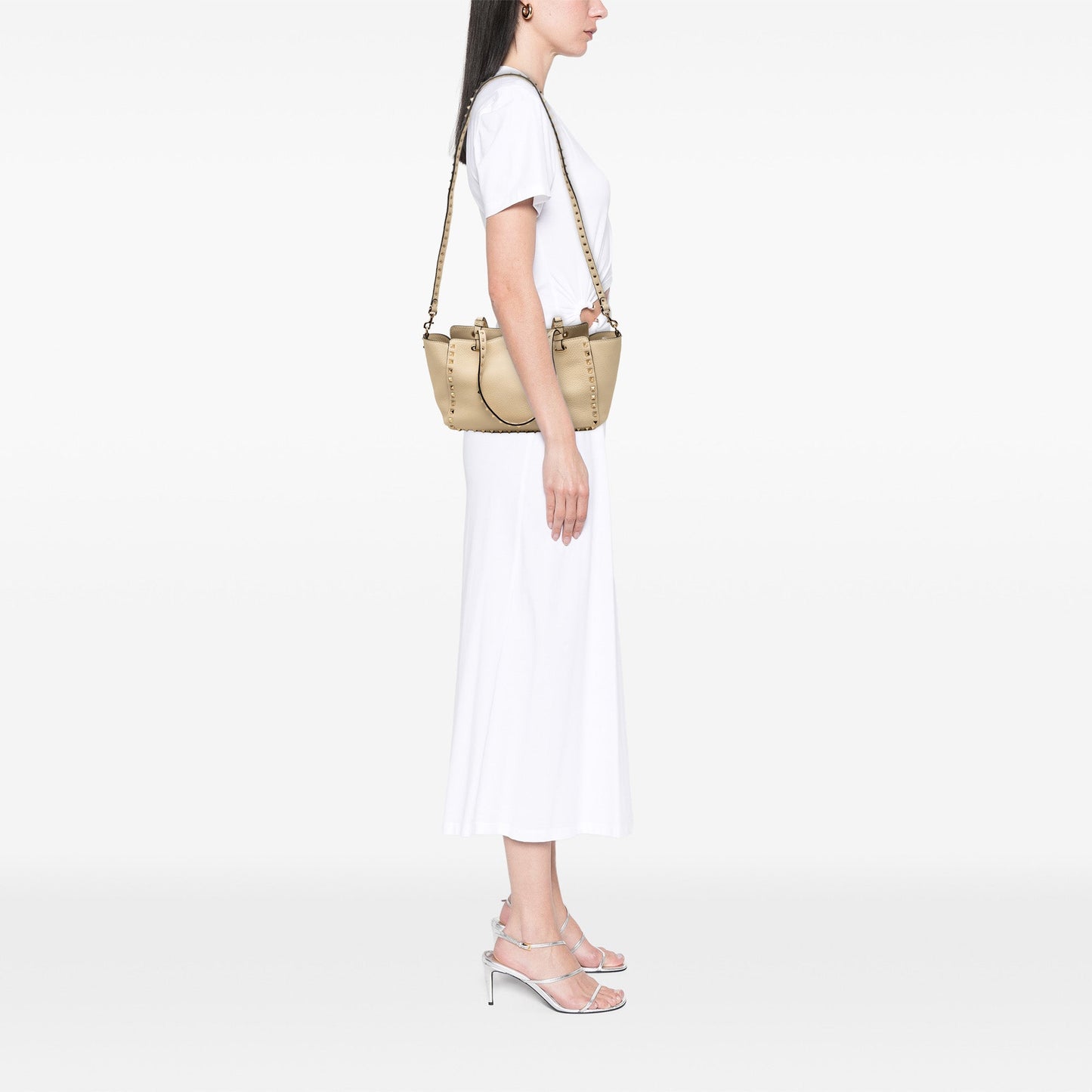 Valentino Small Grained Calfskin Rockstud Trapeze Satchel
