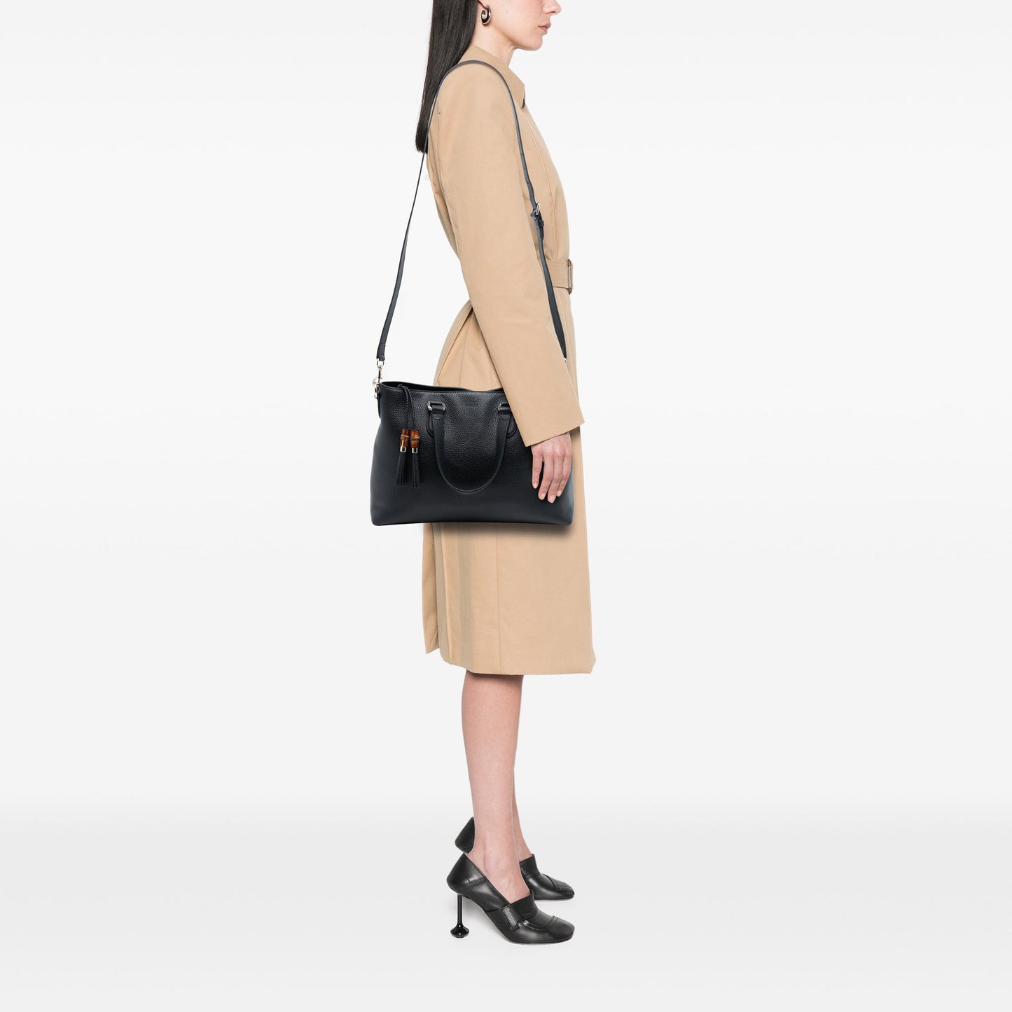 Gucci Leather Bamboo Tassel Satchel