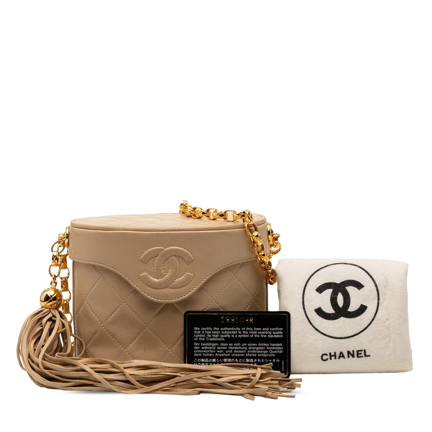 Chanel CC Quilted Lambskin Tassel Chain Vanity Bag