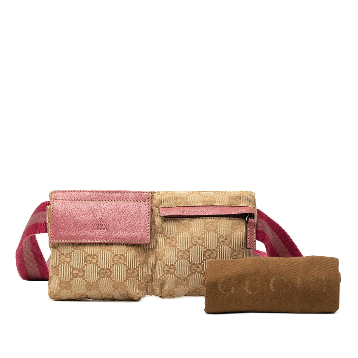 Gucci GG Canvas Web Double Pocket Belt Bag