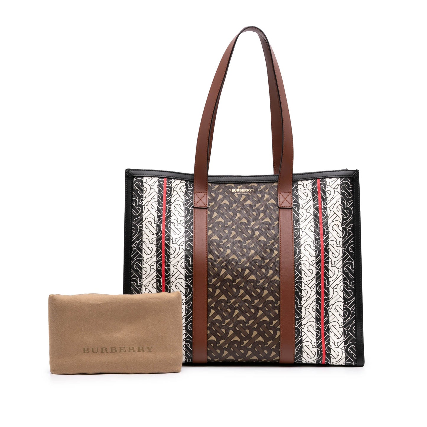 Burberry TB Monogram E Canvas Stripe Book Tote