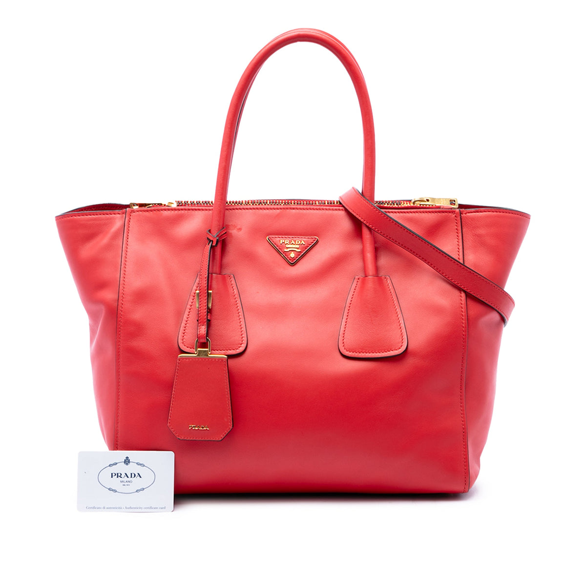 Prada Glace Calf Twin Pocket Double Handle Satchel