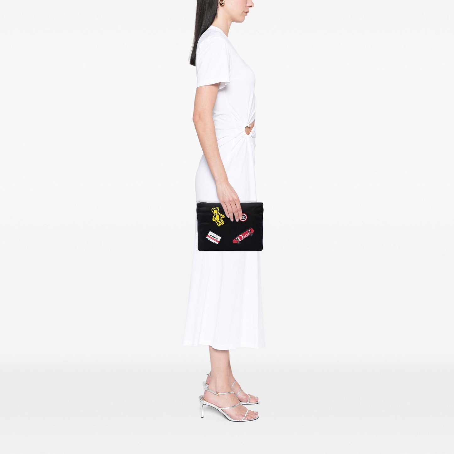 Dior Nylon Patch Embellished Zip Clutch