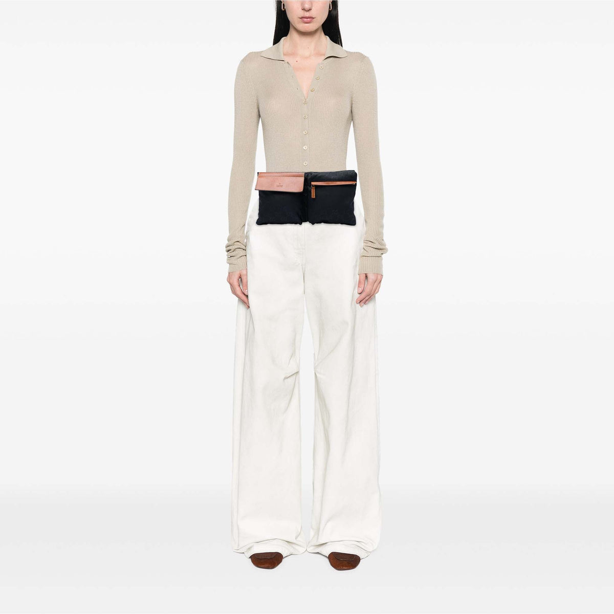 Gucci GG Nylon Web Double Pocket Belt Bag — Black