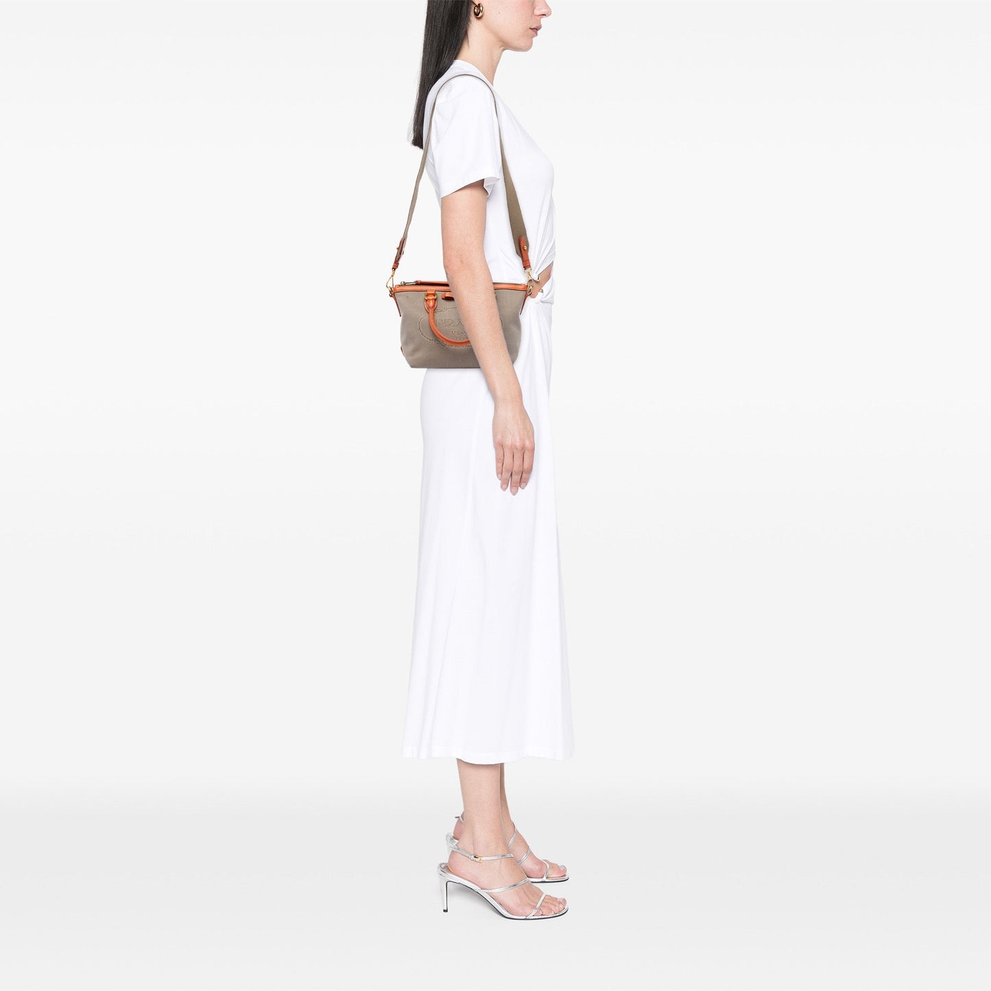 Prada Canvas Canapa Logo Bow Satchel