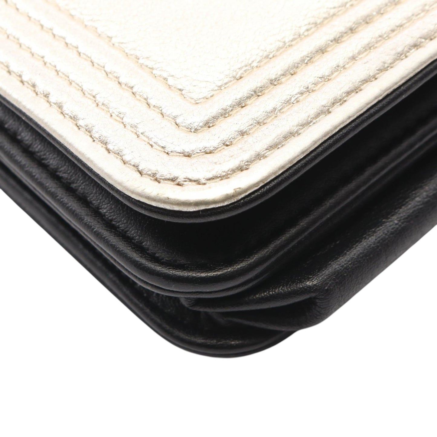 Chanel Bicolor Calfskin and Goatskin Boy Wallet On Chain