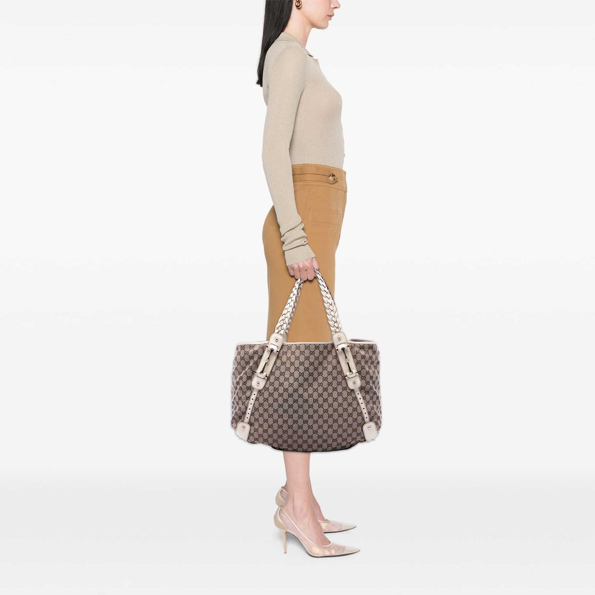 Gucci GG Canvas Horsebit Pelham Shoulder Bag