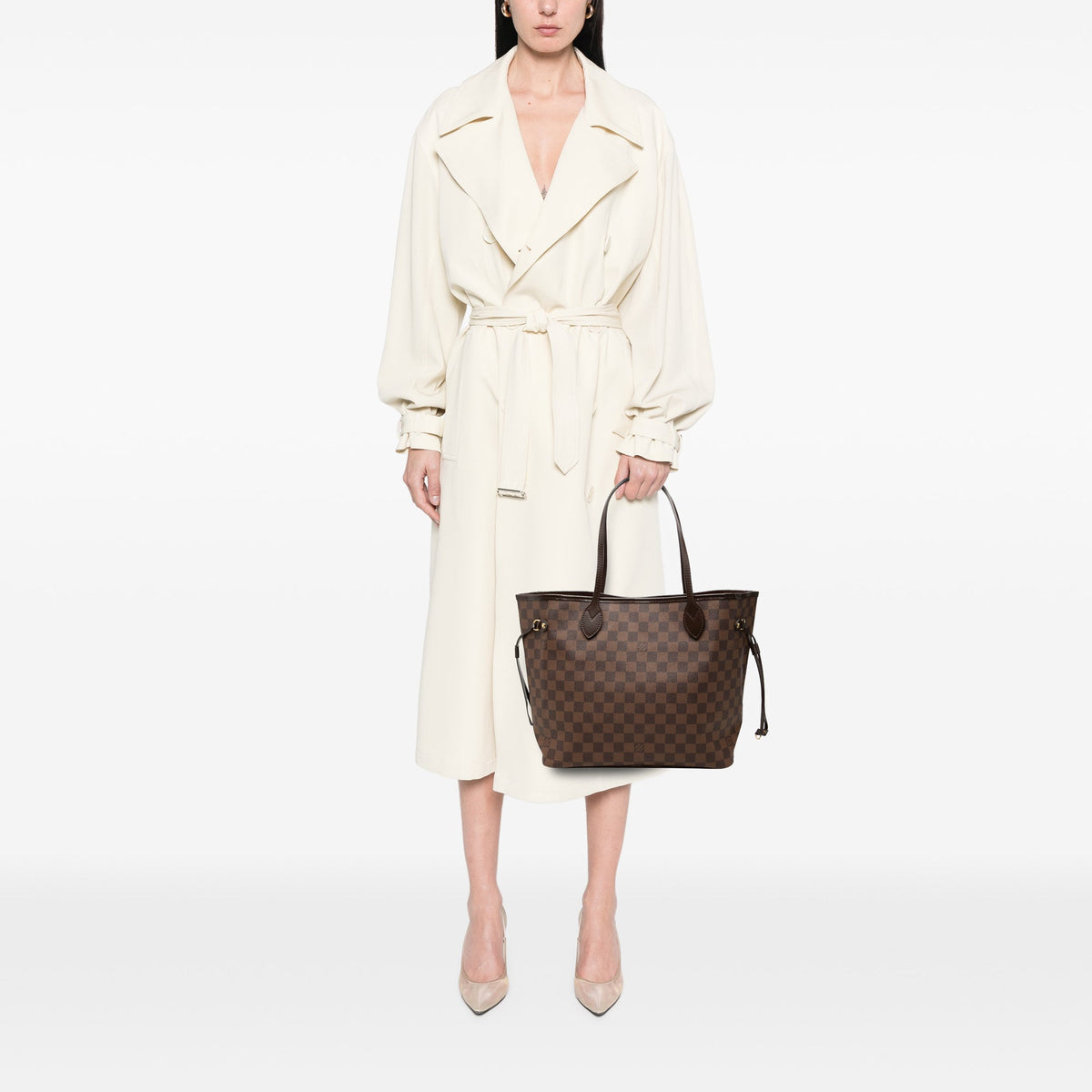 Louis Vuitton Damier Ebene Neverfull MM — Brown