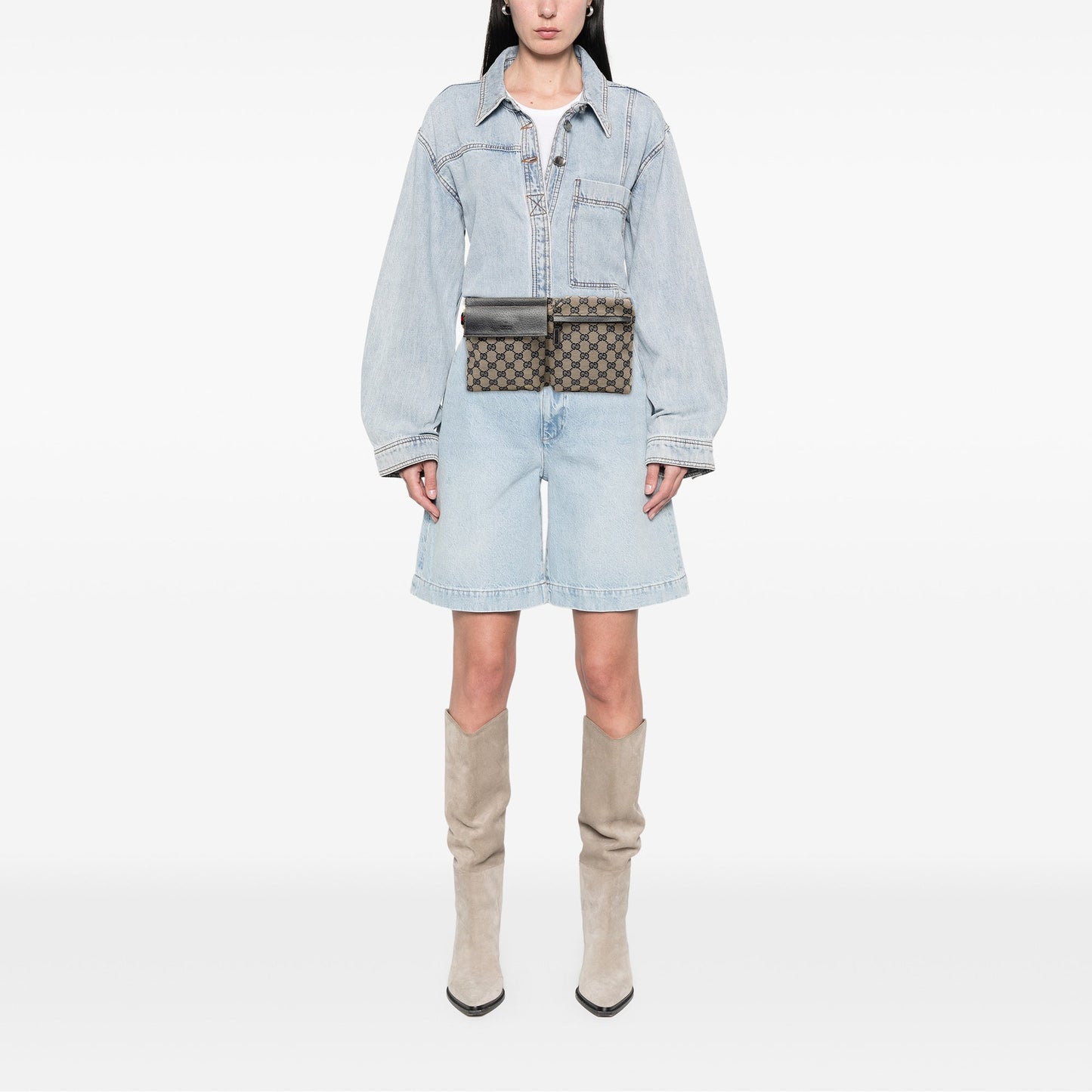 Gucci GG Canvas Web Double Pocket Belt Bag