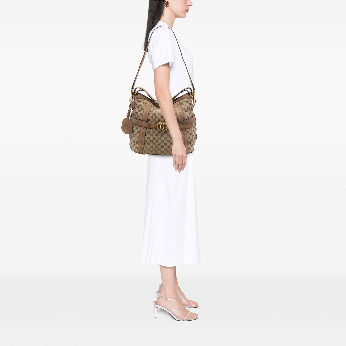 Gucci Medium GG Canvas Running Satchel — Beige