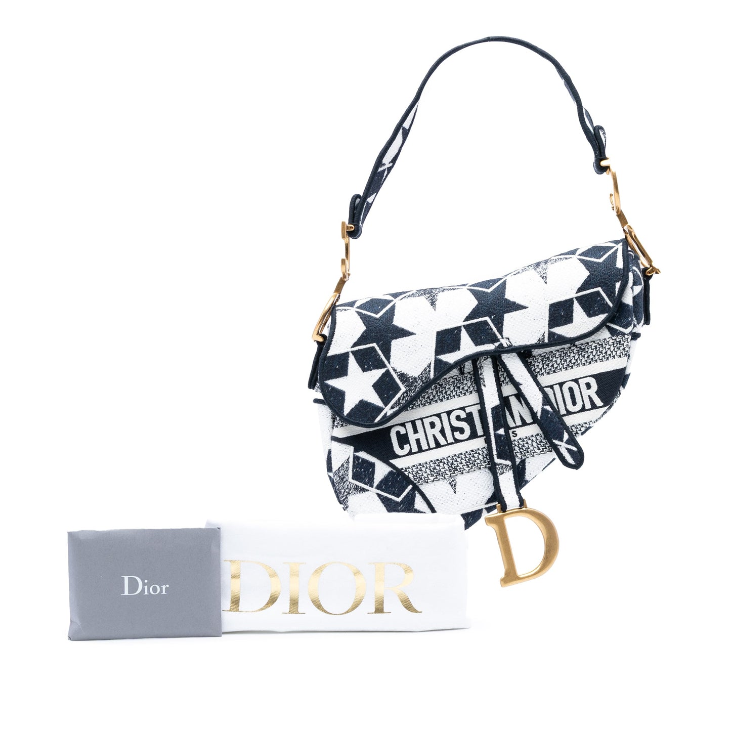 Dior Embroidered Canvas Stars Saddle Bag