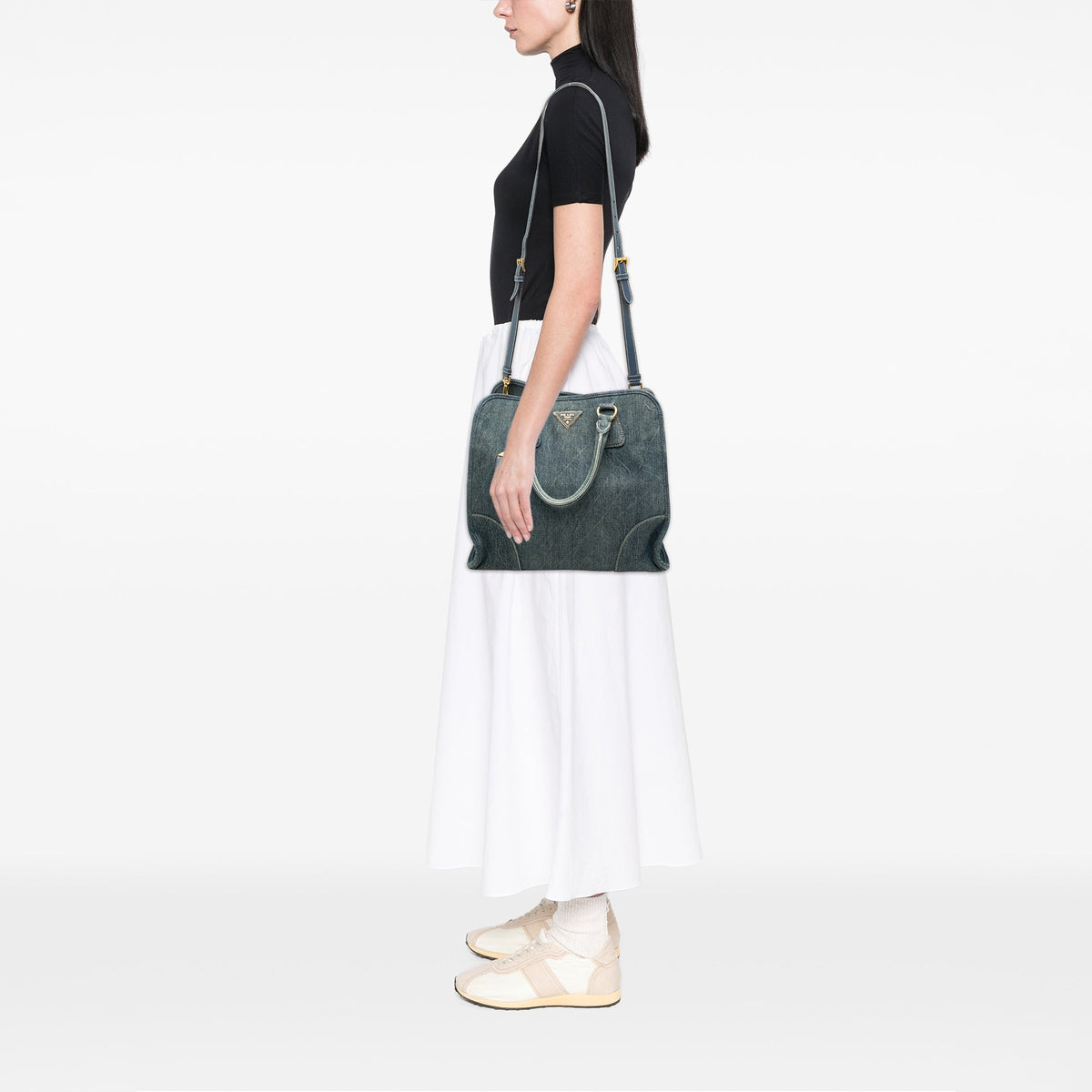 Prada Denim Open Convertible Tote — Blue