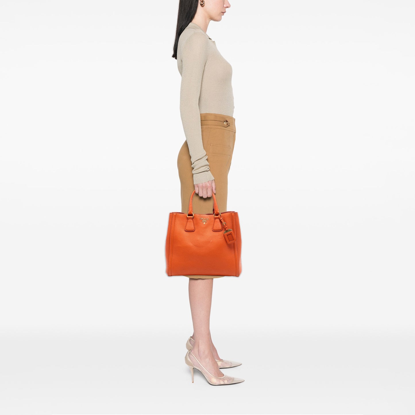 Prada Vitello Daino Open Convertible Tote
