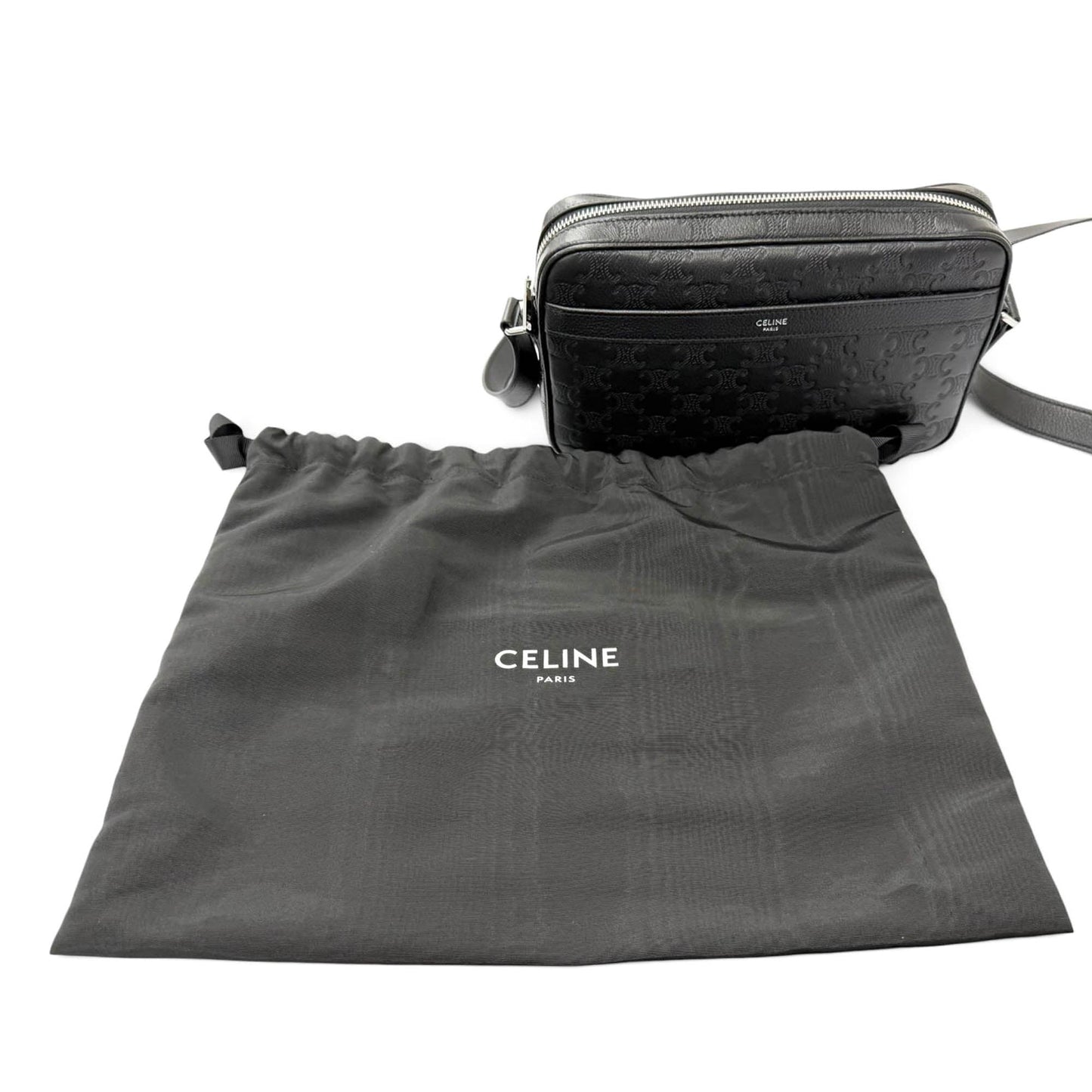 Celine Medium Triomphe Embossed Calfskin Messenger Bag