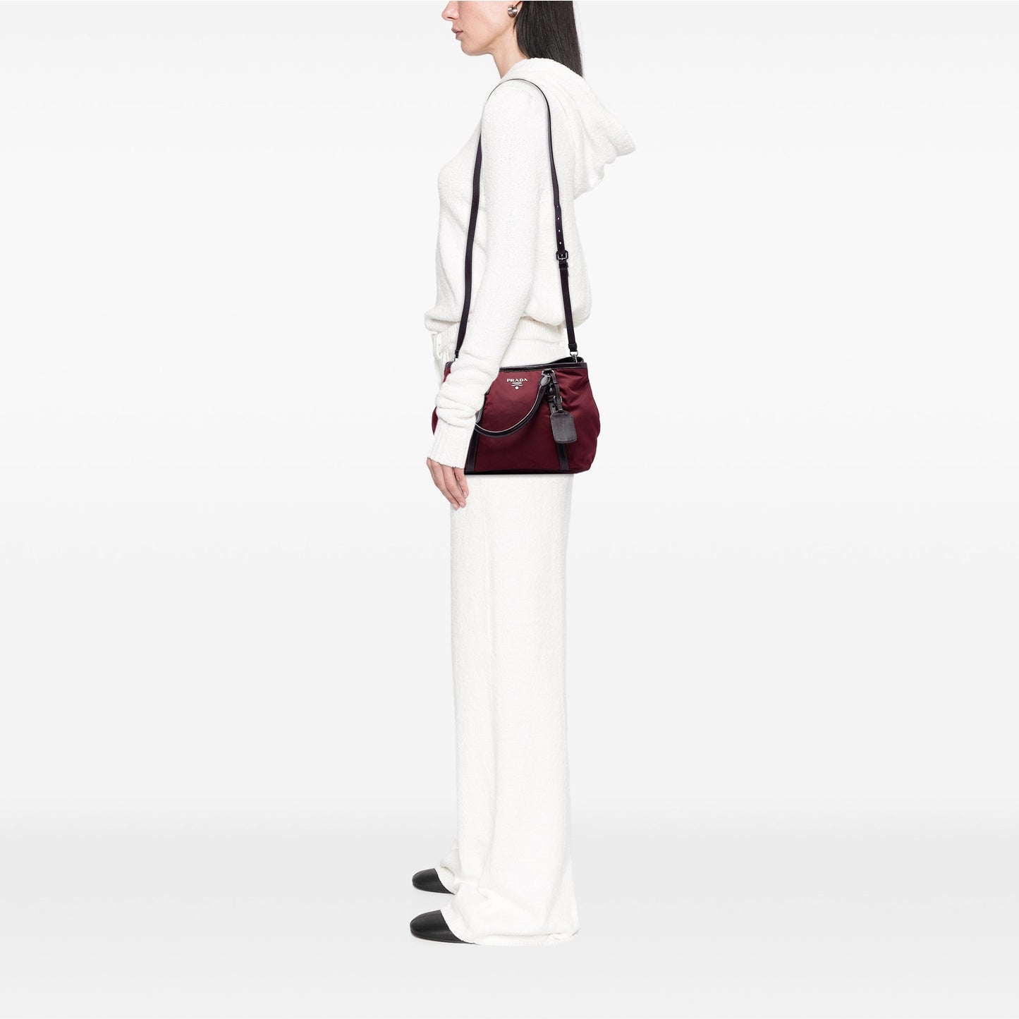 Prada Vitello Daino Trimmed Tessuto Satchel