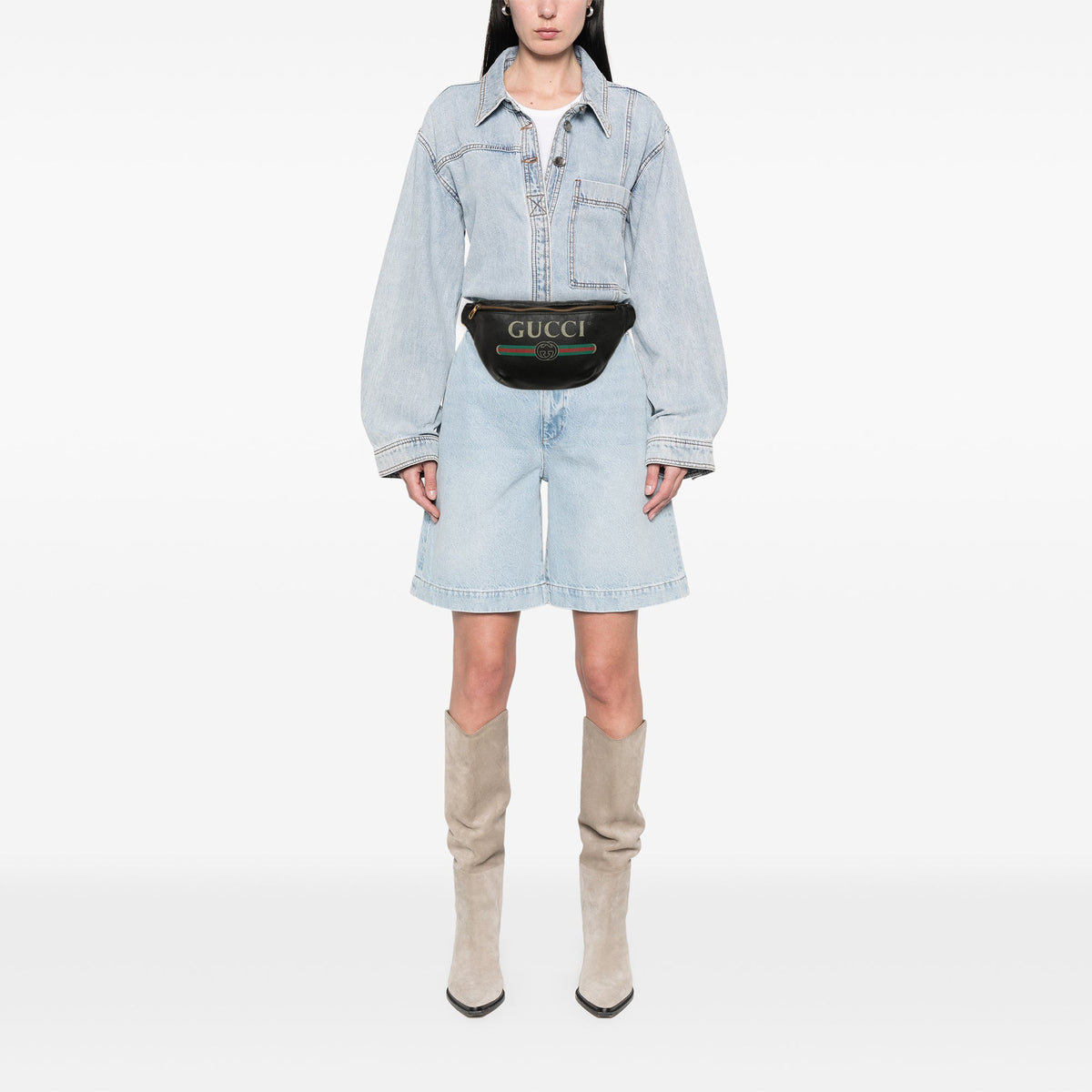Gucci Leather Logo Web Belt Bag