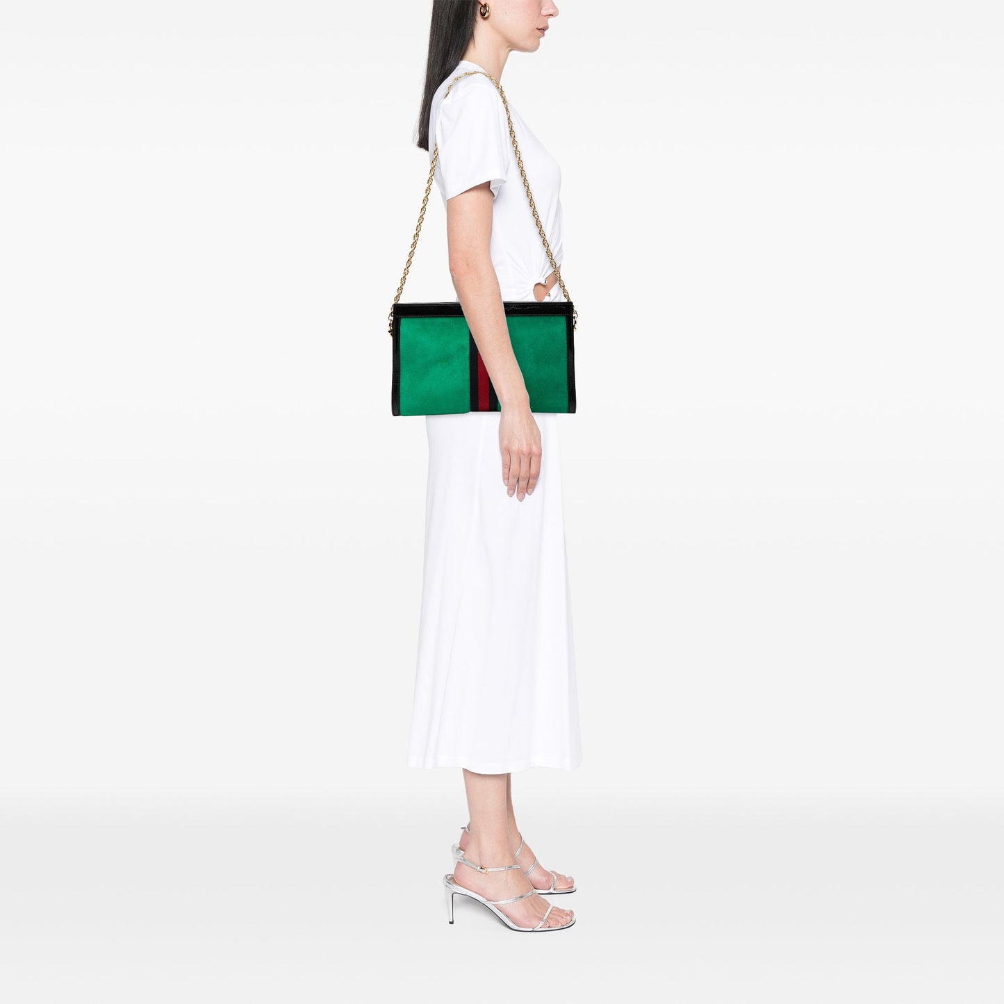 Gucci Medium Suede Web Ophidia Chain Shoulder Bag