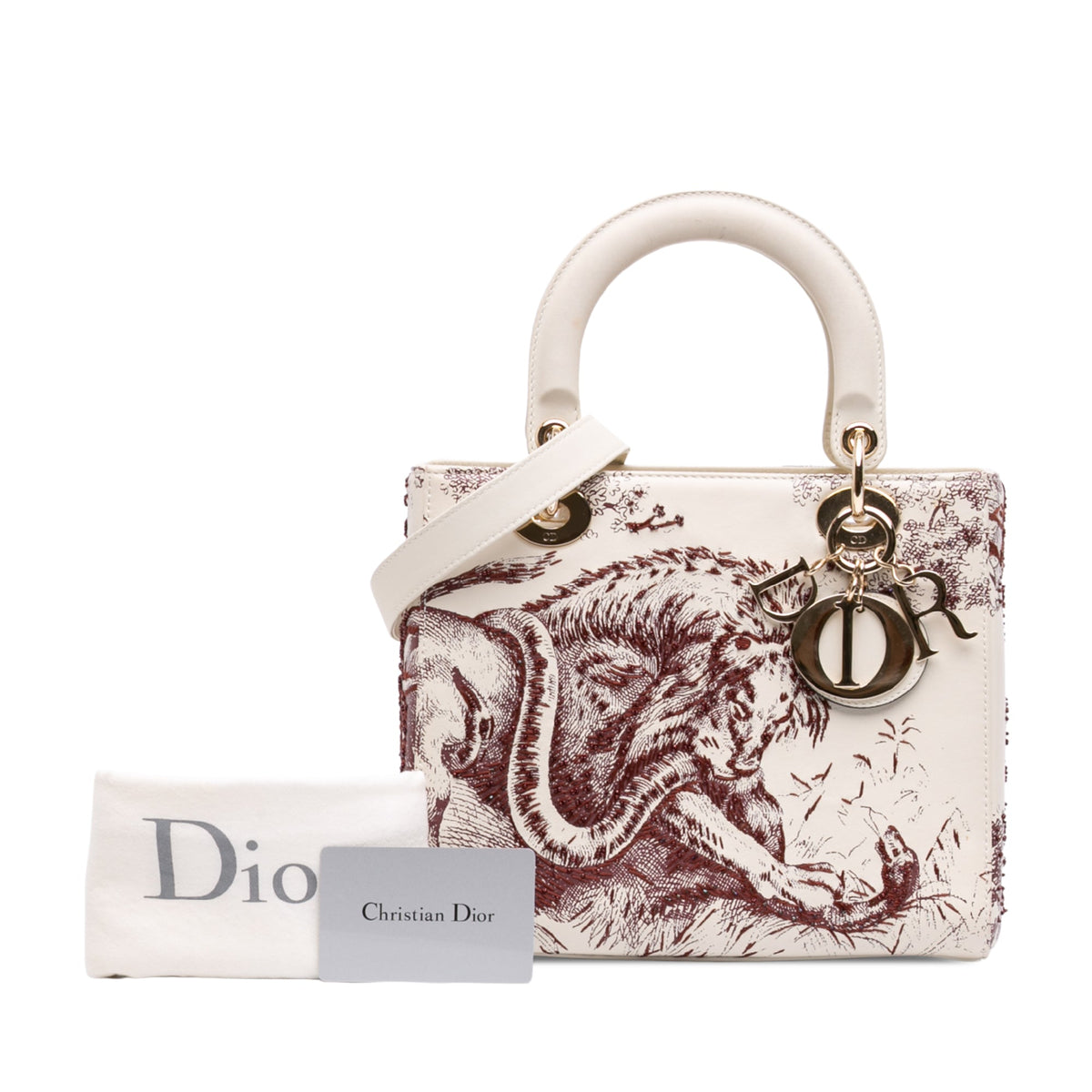 Dior Medium Smooth Calfskin Embroidered Beaded Toile de Jouy Lady Dior
