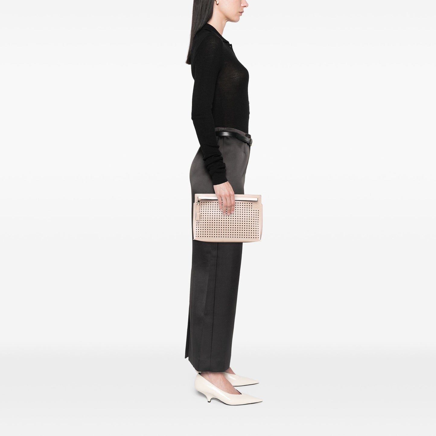 LOEWE Perforated Leather Anagram Clutch