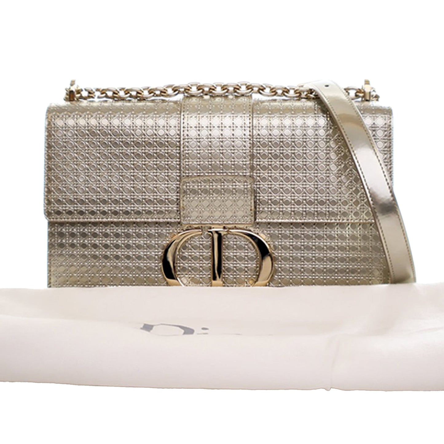 Dior Metallic Calfskin Microcannage 30 Montaigne Chain Flap