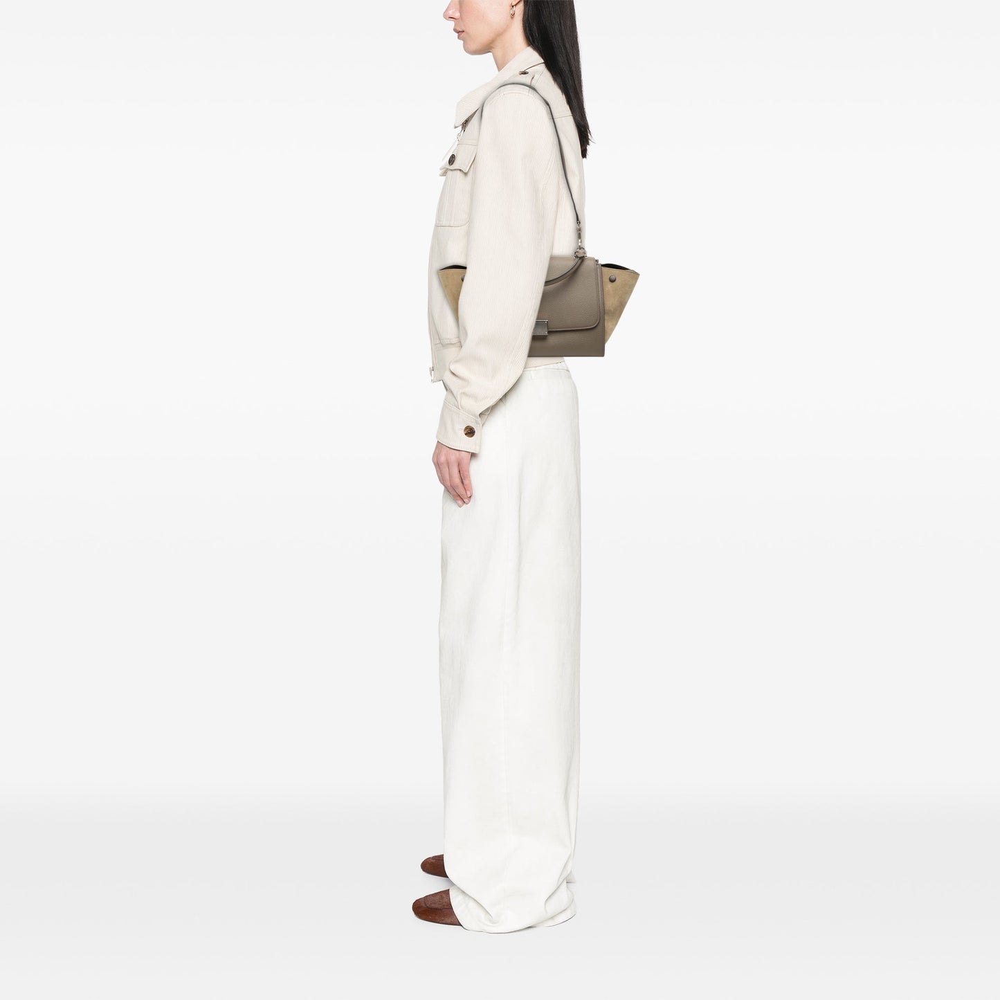 Celine Small Bicolor Calfskin and Suede Trapeze Satchel