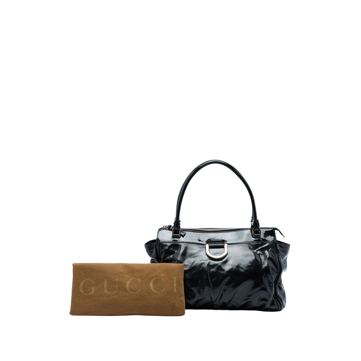 Gucci Patent Abbey D Ring Tote — Black