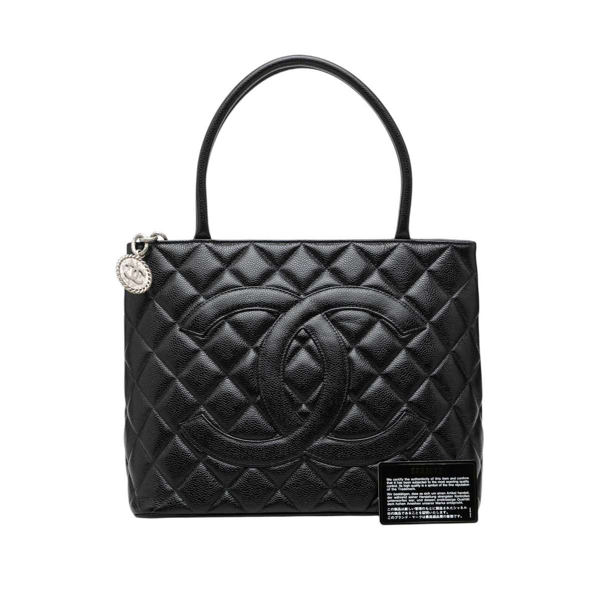Chanel Caviar Medallion Tote — Black