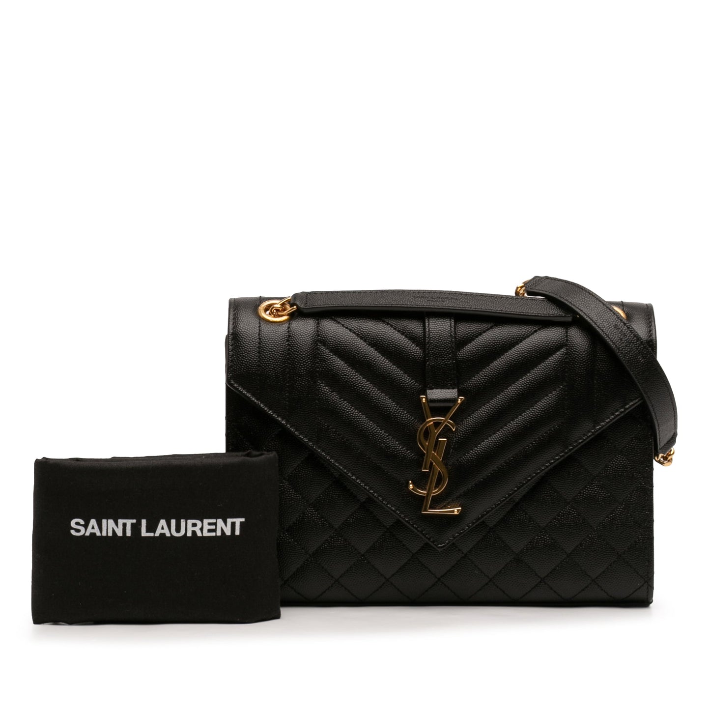 Saint Laurent Medium Grain De Poudre Triquilt Monogram Envelope Bag