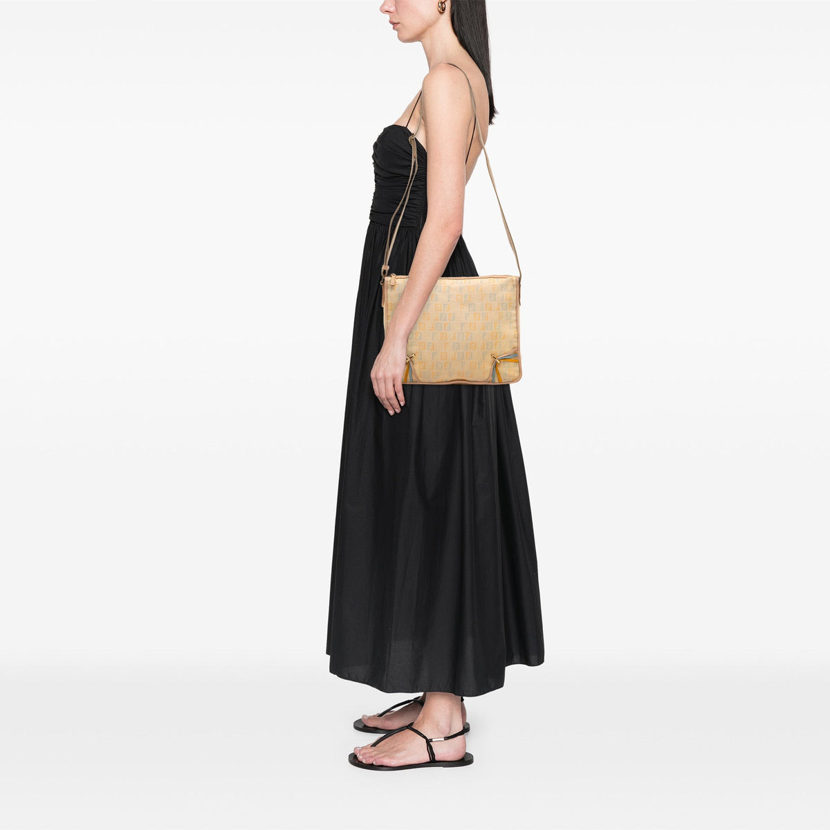 Fendi Zucchino Canvas F Charm Crossbody