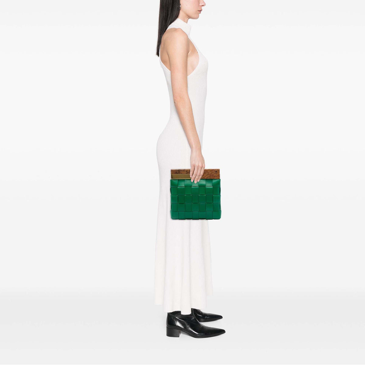 Bottega Veneta Lambskin Maxi Intrecciato The Snap Clutch