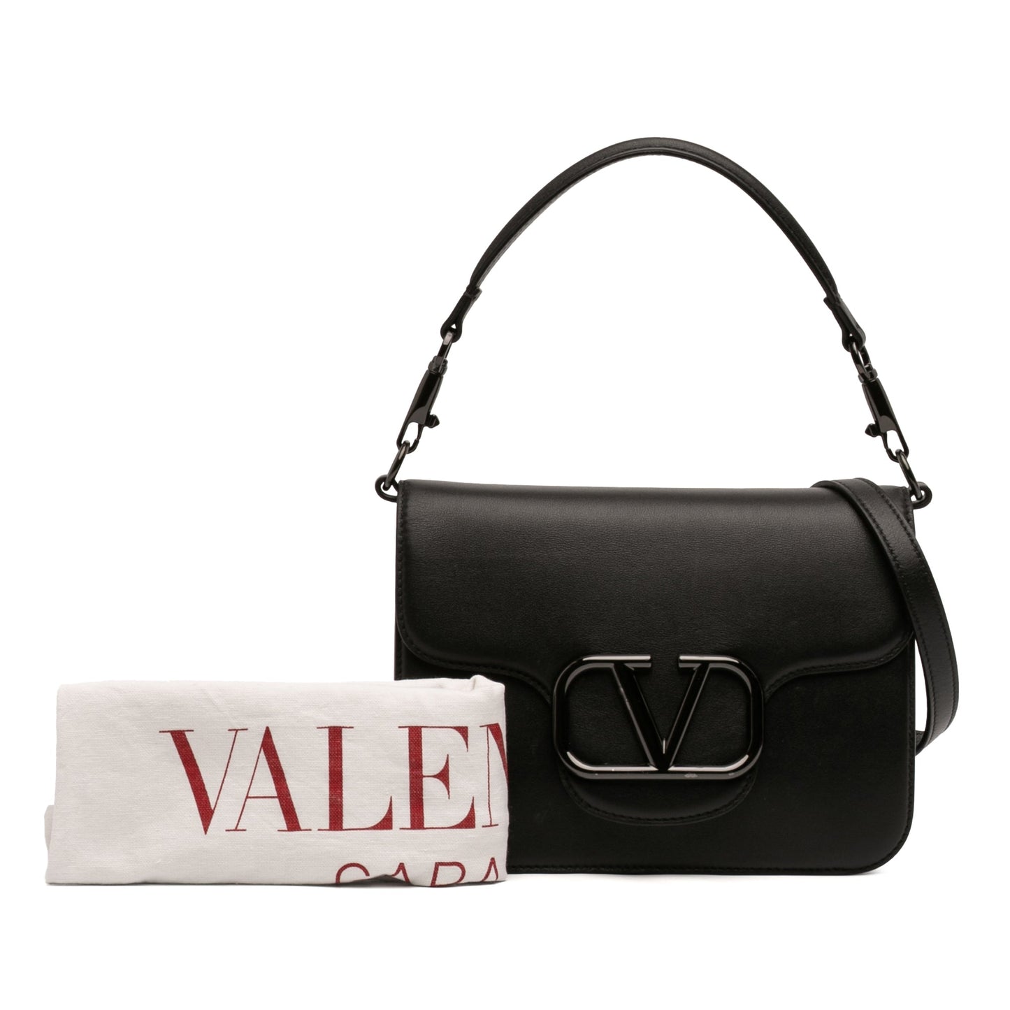 Valentino Calfskin Logo Flap Satchel