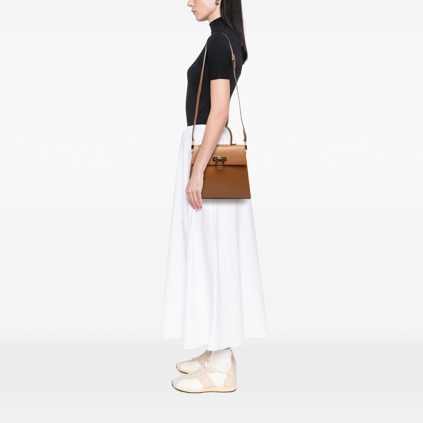 Ferragamo Small Leather Gancini Iconic Top Handle Bag