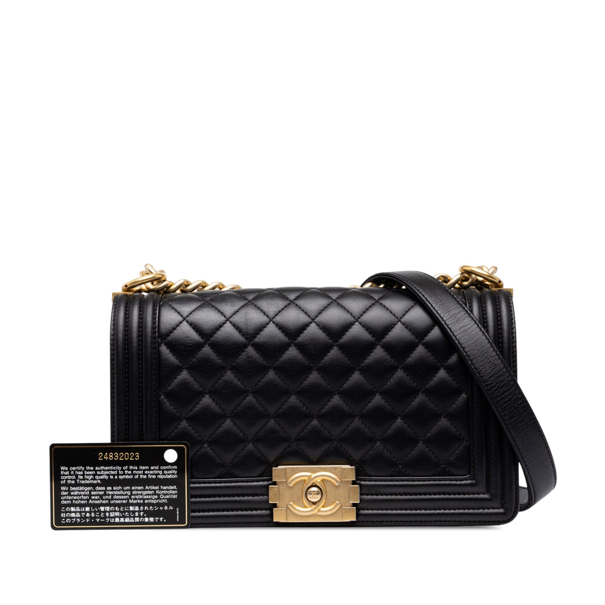Chanel Old Medium Quilted Lambskin Boy Flap — Black