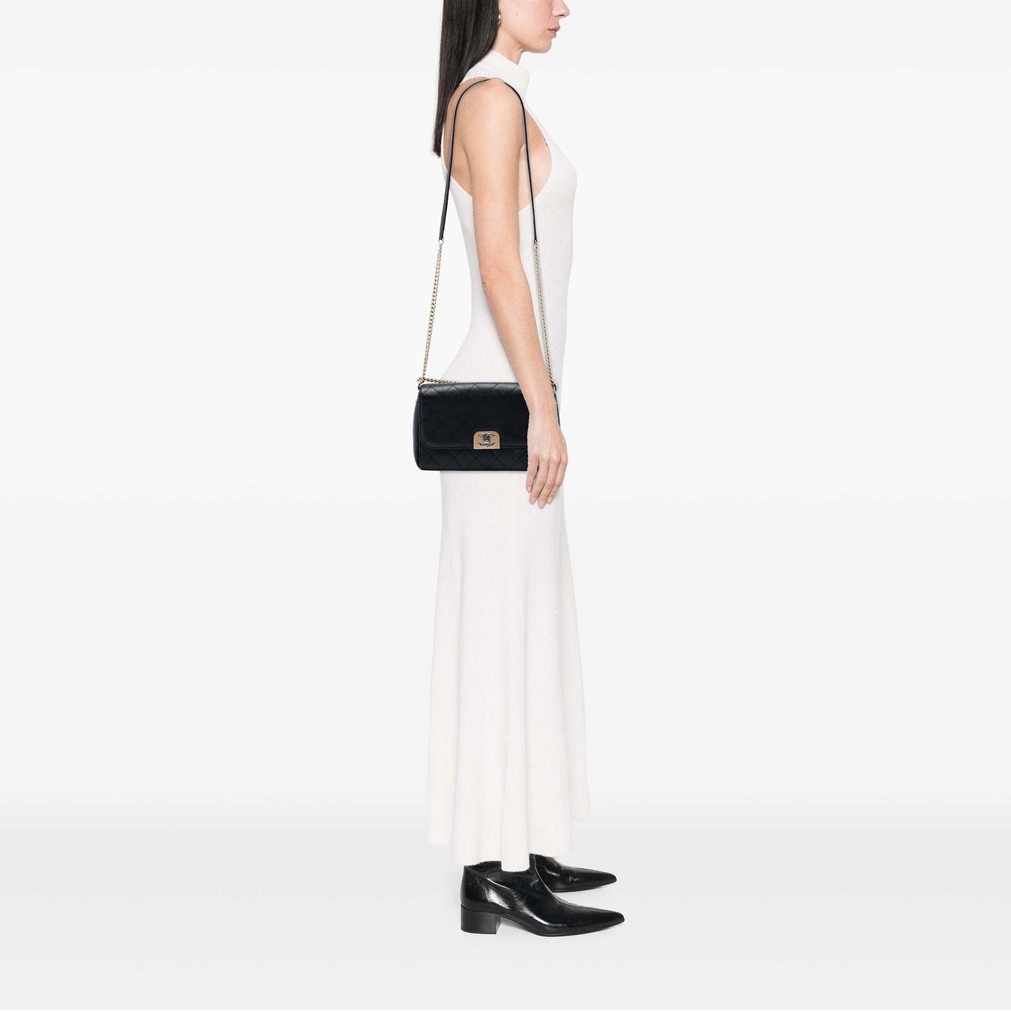 Chanel Medium Quilted Calfskin Straight Lined Flap