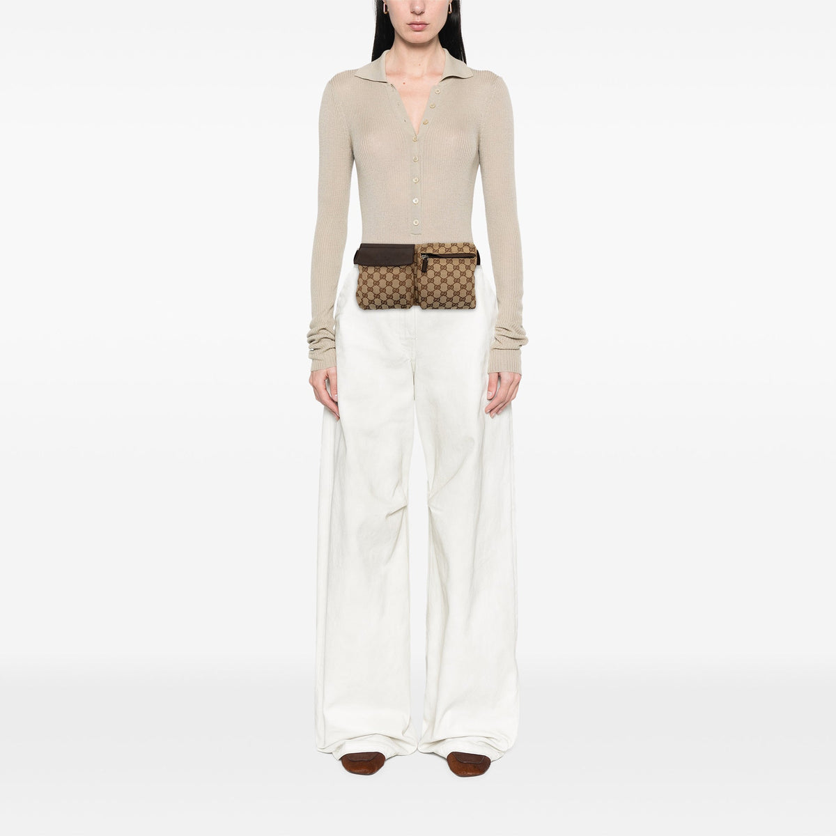 Gucci GG Canvas Double Pocket Belt Bag